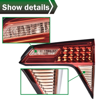 G-PLUS Inner Tail Light Compatible With 2016 2017 Honda Hrv LX/EX/EX-L/Epic/Uniq Sport Utility 4-Door Sedan Factory Style Automotive Trunk Brake Rear Inner Lamp Chrome Housing,Passenger Side (Right)
