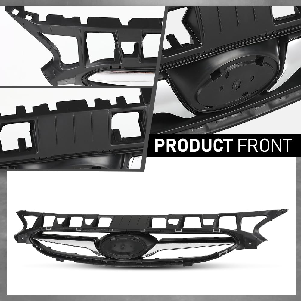 G-PLUS Front Bumper Upper Grille Grill Black Compatible with Hyundai Accent Sedan & Hatchback 2012-2014 Replacement for 863511R000, HY1200161