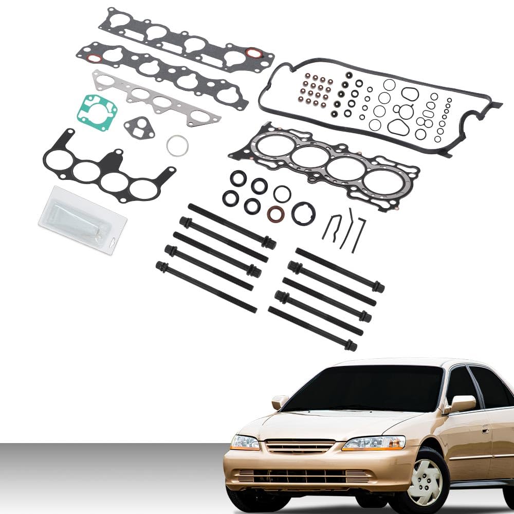 G-PLUS Head Gasket Set Bolts F23A7 Compatible with Acura CL 2.3L 1998-1999/Fit Honda Accord 2.3L 1998-2002/Fit Isuzu Oasis 2.3L 1998-1999/Fit Honda Odyssey 2.3L 1998 HS26155PT ES71329