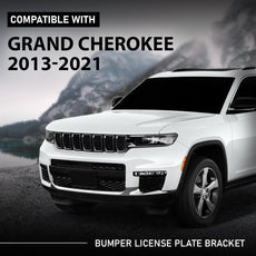 G-PLUS Bumper License Plate Bracket for Dodge Jeep Chrysler 2013-2021 Black Front View