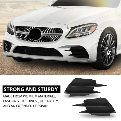G-PLUS Pair Front Bumper Lower Grille Trim, Compatible with Benz C-Class AMG-Line 2019-2021 Facelift (W205, S205, C205, A205), LH Driver & RH Right 2PCS, 2058857202, 2058857302 Fog Light Cover