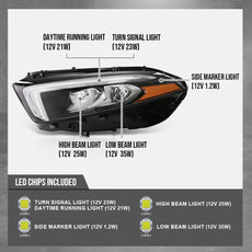 G-PLUS LED Headlight Left for Benz W177 A Class A220 A250 2019-2022 Black Side View