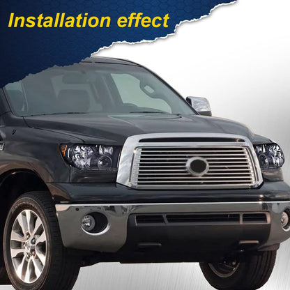 G-PLUS Headlights Assembly, Compatible with Toyota Tundra 2007-2013/2008-2017 Sequoia Bumper Headlamps, Smoky Lens Black Housing Amber Reflector,faros delanteros