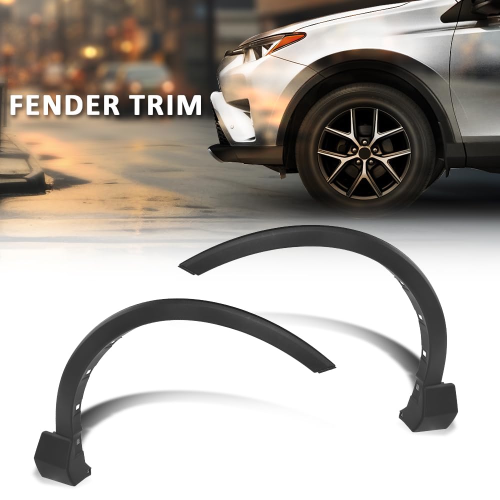 G-PLUS Front Driver and Passenger Side Fender Trims Molding Compatible with Toyota RAV4 2016-2019 TO1291106, TO1290106, 756010R030, 756020R030 Black