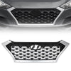 G-PLUS Front Upper Bumper Grille Chrome Gray & Black w/Black accents Compatible with Hyundai Tucson 2019 2020 2021 (For Models without Front Camera) HY1200225 86350D3500 86350-D3500