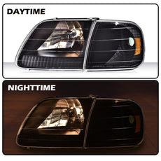 G-PLUS Headlights Assembly w/Bulbs for Ford Expedition F150 F250 Clear Black Product Features