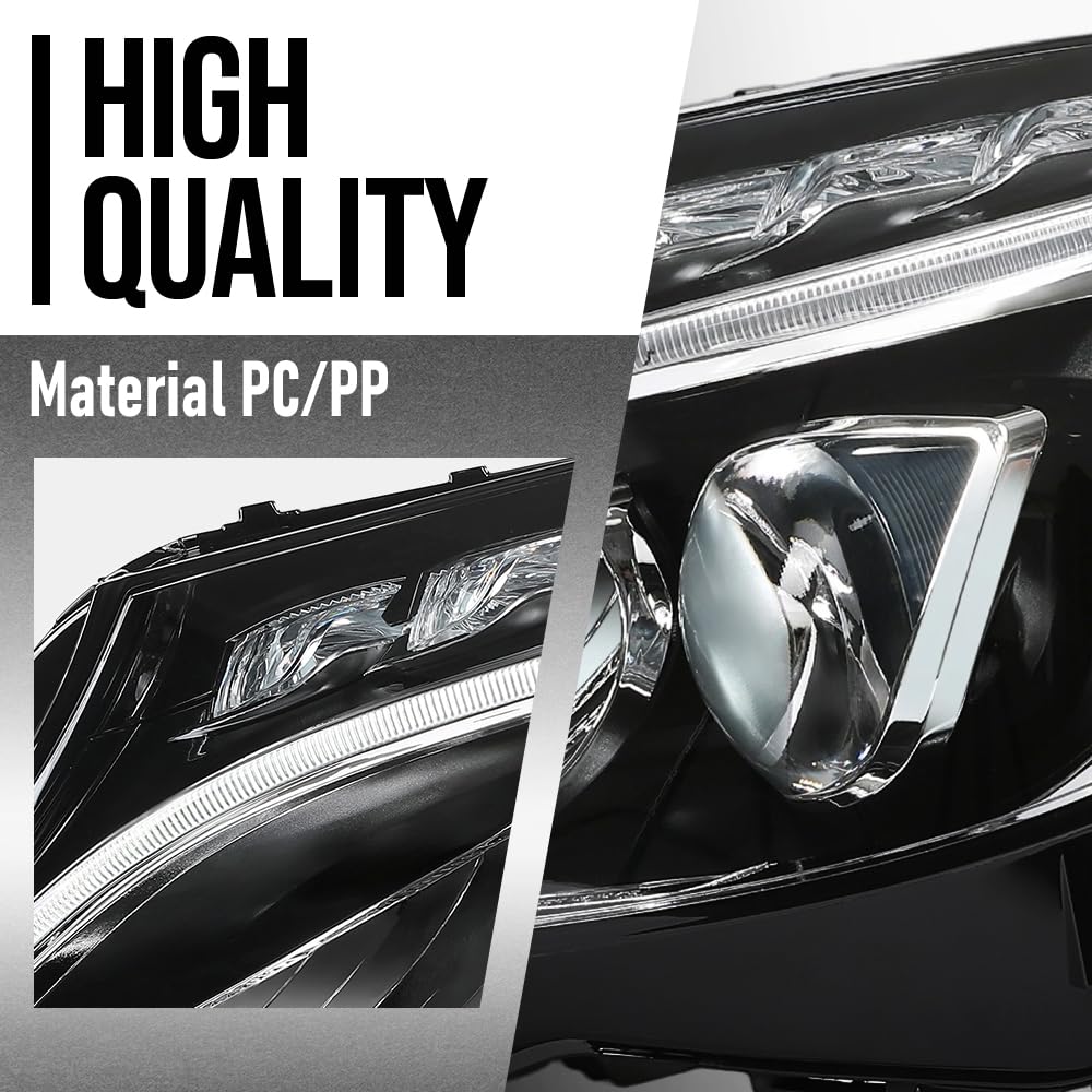 G-PLUS LED Headlight Left Driver Side Compatible with Benz C-Class C300 W205 2015 2016 2017 2018 205906770364, MB2502227 Black
