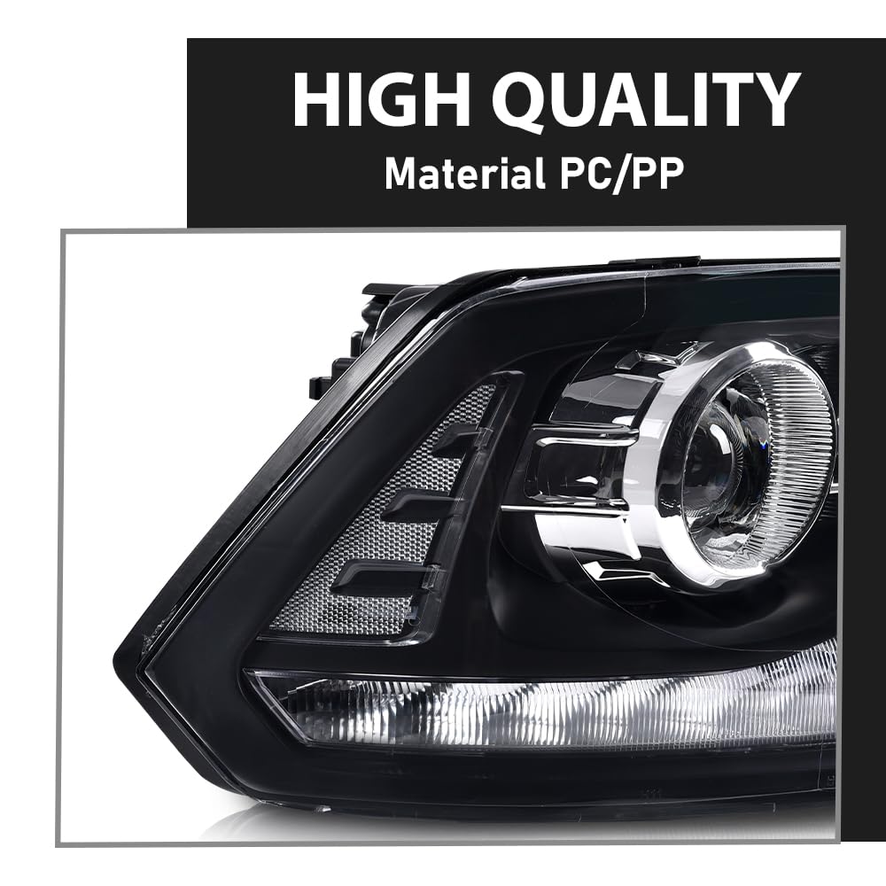 G-PLUS LED Projector Headlights Assembly Compatible with Dodge Ram 1500 2500 3500 2009-2012,Left & Right Pair Headlight Clear Lens Black Housing Clear Reflector,Front Headlamp Bar Plank Style