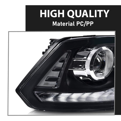 G-PLUS LED Projector Headlights Assembly Compatible with Dodge Ram 1500 2500 3500 2009-2012,Left & Right Pair Headlight Clear Lens Black Housing Clear Reflector,Front Headlamp Bar Plank Style