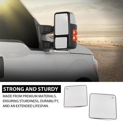 G-PLUS Mirror Glass Heated Left+Right Upper Compatible with Ford F150 Pickup Truck 2013-2014,Fit Ford F250 F350 F450 F550 Super Duty 2008-2016 FO1324150, FO1325150 White