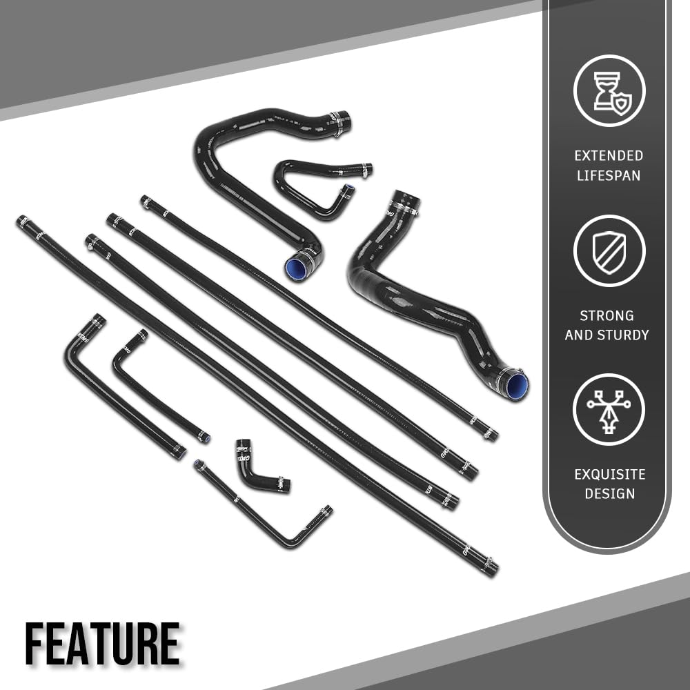 G-PLUS Radiator & Heater Hose Kit Compatible with Ford F150 F250 F350 Bronco Trucks Pickups with 5.0L/5.8L Engine 1988 1989 1990 1991 1992 1993 1994 FOTZ8260E, FOTZ8286D Black