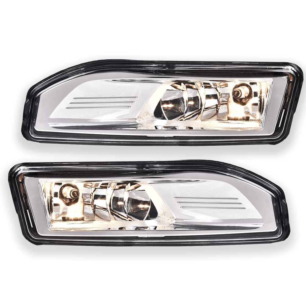 G-PLUS Fog Lights Assembly Replacement for 2017 2018 2019 Nissan Rogue/Kicks/Leaf/Versa Note S SL SR SV 4-Door Sedan OEM Clear Lens LED Fog Lamp,A Pair(Left+Right)