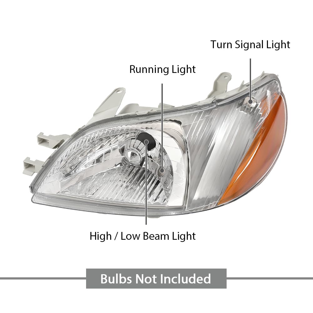 G-PLUS Headlights Assembly Front Headlamps Pair, Compatible with Toyota Echo 2000-2002, LH & RH 2PCS, Clear Lens Chrome Housing Amber Reflector, 8115052190, 8111052190,faros delanteros
