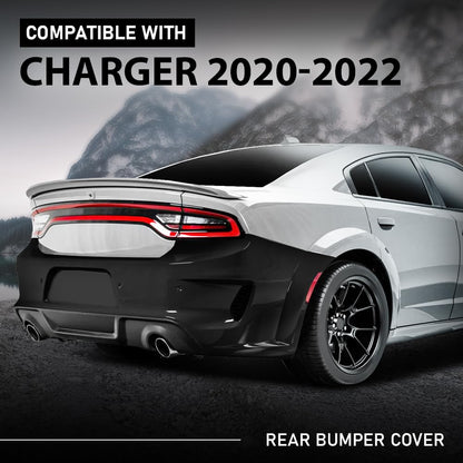 G-PLUS Rear Bumper Cover w/Holes Compatible with Dodge Charger 2020 2021 2022 2023, 68488292AA, CH1100A56, Primed Black