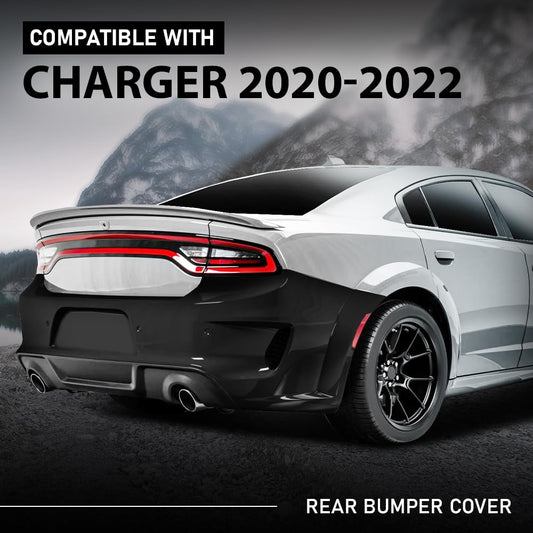 G-PLUS Rear Bumper Cover w/Holes Compatible with Dodge Charger 2020 2021 2022 2023, 68488292AA, CH1100A56, Primed Black