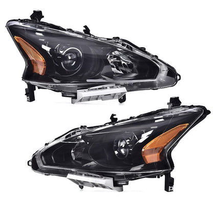 G-PLUS Headlights Compatible With 2013 2014 2015 Nissan Altima 4-Door Sedan Factory Style Automotive Halogen Model Headlamps (Clear Lens Black Housing Amber Reflector),faros delanteros