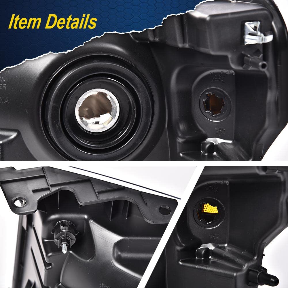 G-PLUS Headlights Assembly, Compatible with 2009 2010 2011 2012 2013 F150(NOT Fit LED Style,Only Fit without LED Style) Bumper Headlamp Clear lens Black Housing Amber Reflector