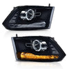 G-PLUS LED Bar Plank Style Headlights Fit for Dodge Ram 1500 2500 3500 2013-2018 Projector Headlamp,Fit Models w/Dual Beam& Quad Beam Models,Smoky Lens Black Housing Clear Reflector