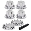 G-PLUS Axle Wheel Covers Removable Hub Caps 2 Front & 4 Rear w/ 33mm Thread-On Lug Nut Covers for Semi Trucks 20" & 22.5" & 24.5" (Chrome ABS Plastic)