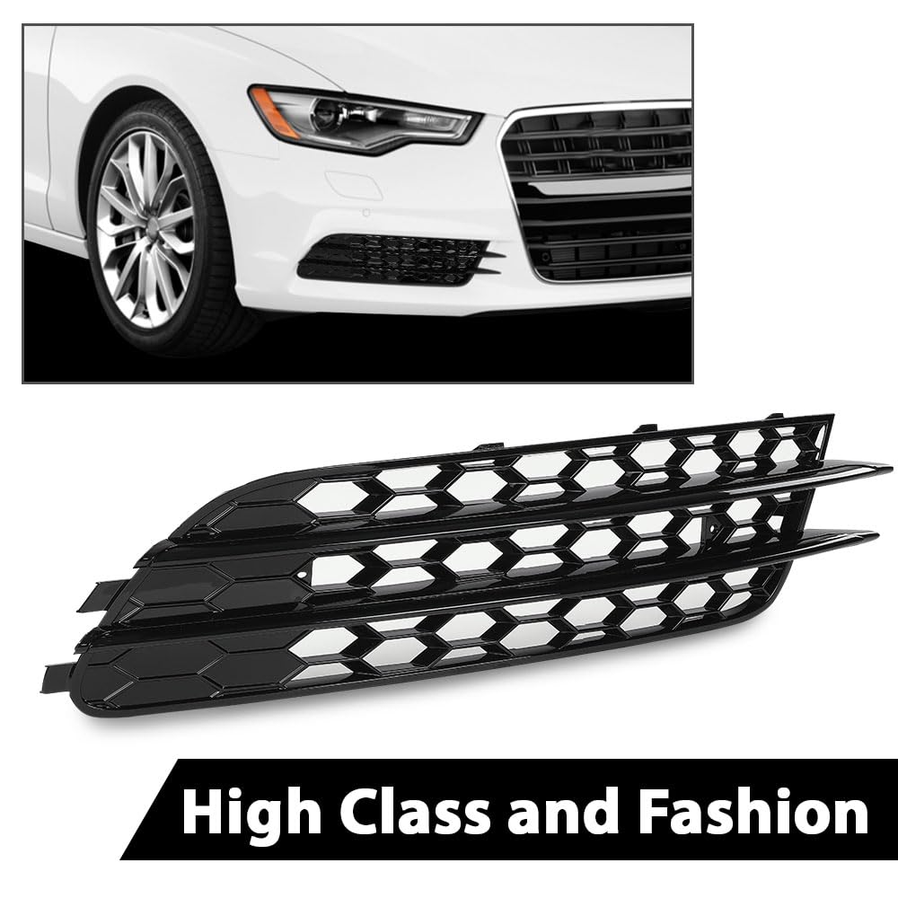 G-PLUS Front Bumper Fog Light Grill Covers Driver and Passenger Side Compatible with Audi A4 B8 B8.5 Allroad 2009-2015 (w/Fog Light Hole)/Not Fit for S-Line Models 8K0807681J01C 8K0807682J01C Black
