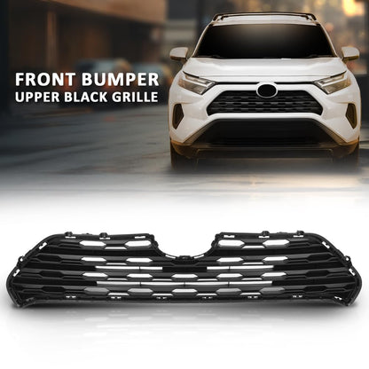 G-PLUS Front Bumper Upper Black Grille Grill Assembly Compatible with Toyota RAV4 2019-2023 531120R120