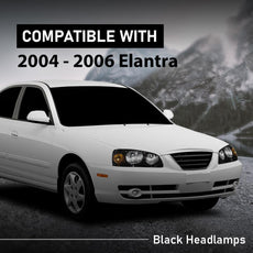 G-PLUS Front Corner Headlights Assembly for Hyundai Elantra 2004-2006 Clear Lens Black Housing Front View