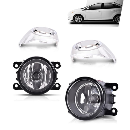 G-PLUS Fog Lights Compatible with Ford Focus 2012 2013 2014 Fit S SE SEL Titanium models LH & RH Fog Lamps with Chrome Fog Cover 4F9Z15200AA CP9Z17E810C CP9Z17E811C BM51-19953-AD BM51-19952-AD