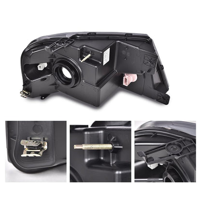 G-PLUS LED DRL Headlights Fit Ford F150 2004-2008,Fit Lincoln Mark Lt 2006-2008(NOT Fit 04 F150 Heritage/Flareside Beds), Headlamps Assembly,Smoky Lens Chrome Housing Clear Reflector