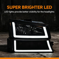 G-PLUS LED DRL Headlights for Chevy Silverado 1500 2500 3500 2003-2006 Black Housing Product Details