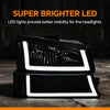G-PLUS LED DRL Headlights, Compatible with 2003-2006 Chevy Silverado 1500/1500 HD/2500 HD/3500 Smoky Lens Black Housing Clear Reflector Bumper Headlamps,faros delanteros