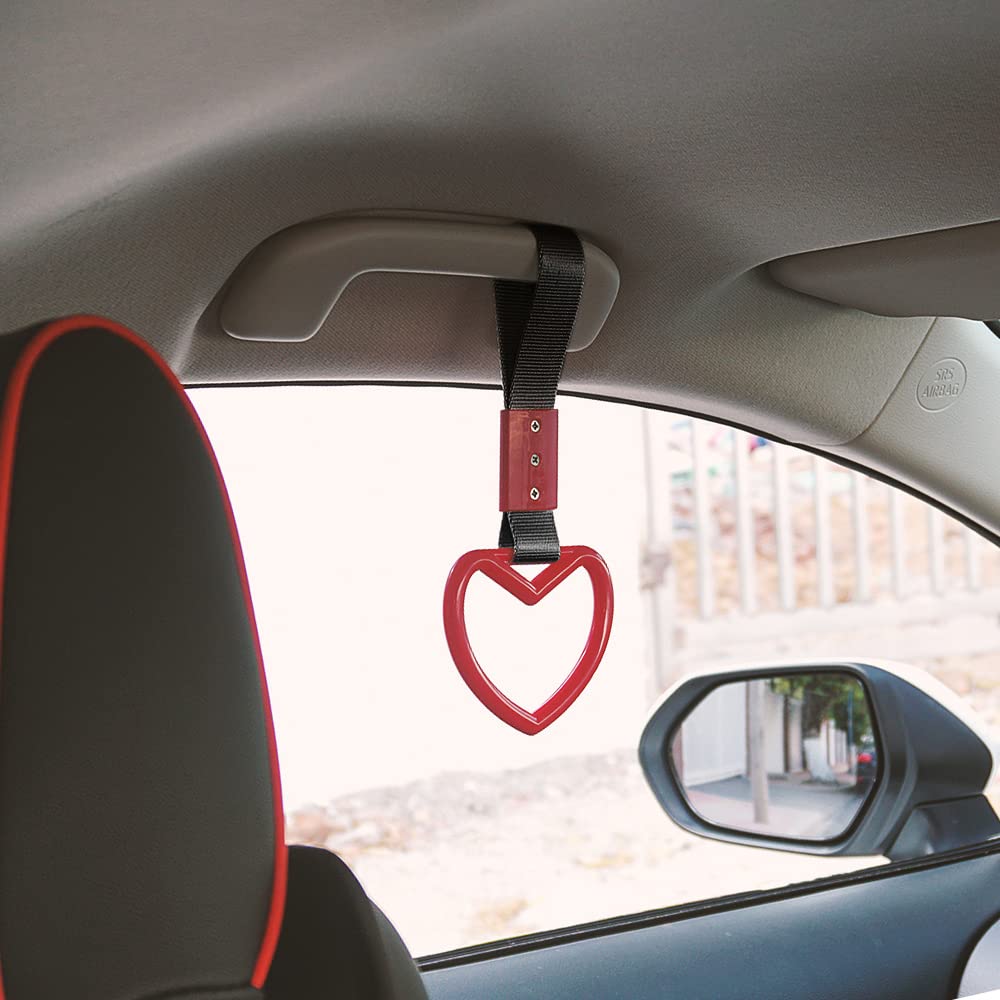 G-PLUS JDM Tsurikawa Ring Heart Subway Train Bus Car Handle Hand Straps Drift Charm,Rear Bumper Warning Ring (Red)
