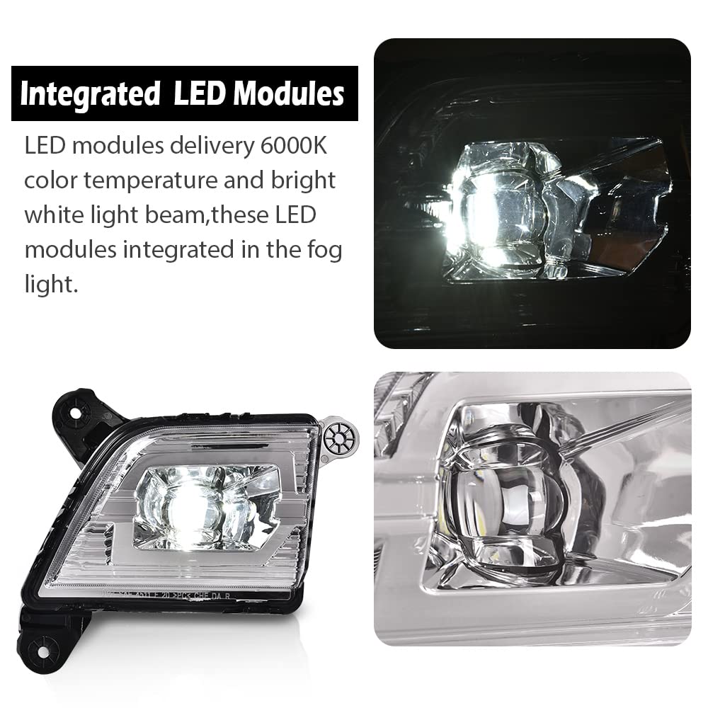 G-PLUS LED Fog Lights Compatible With 2019 2020 2021 Chevy Silverado 1500,Front Bumper Driving Fog Lamps W/o Wiring Kit Driver & Passenger Pair (Clear Lens Chrome Housing)