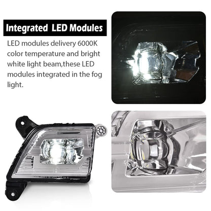 G-PLUS LED Fog Lights Compatible With 2019 2020 2021 Chevy Silverado 1500,Front Bumper Driving Fog Lamps W/o Wiring Kit Driver & Passenger Pair (Clear Lens Chrome Housing)