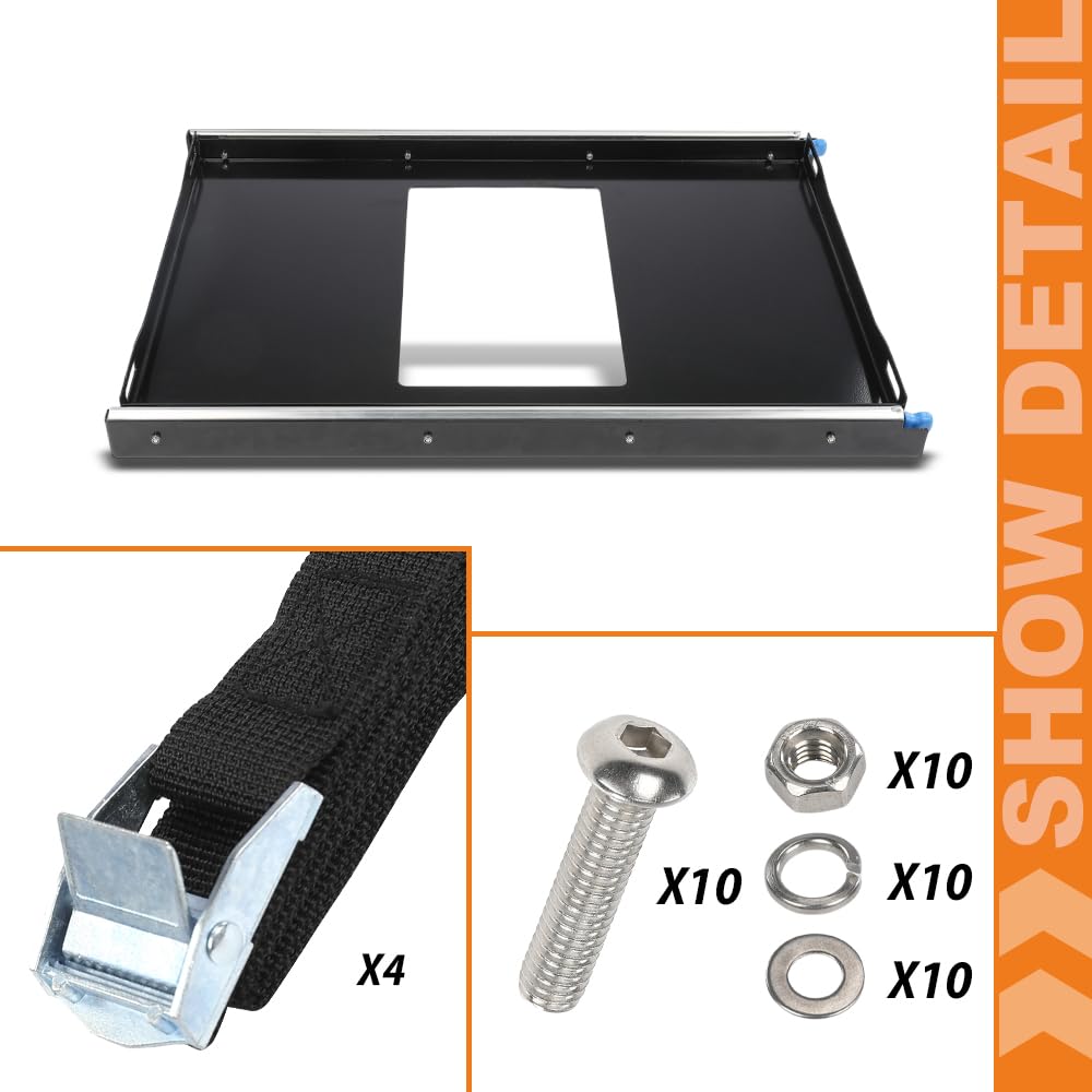 G-PLUS Slide Mount for 28/65L Portable Refrigerator Compatible with Car Fridge w/ Tie-Down Straps Black