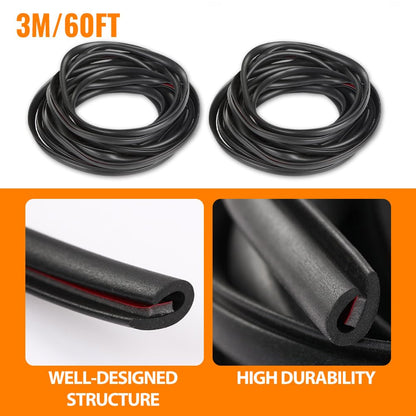 G-PLUS Universal 60ft Fender Flare Edge Trim with 3M Automotive Grade Tape, Fender Flares Rubber Seal Strip Fit Car & Truck Wiper Waterproof Strip Seal Tape