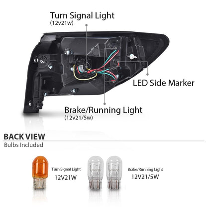 G-PLUS Rear Left Tail Light Assembly w/Bulbs Compatible with Chevy Traverse 2013 2014 2015 2016 2017 Left Outer Rear Brake Lamp Luces Traseras, 84266019 23301756, Red Lens