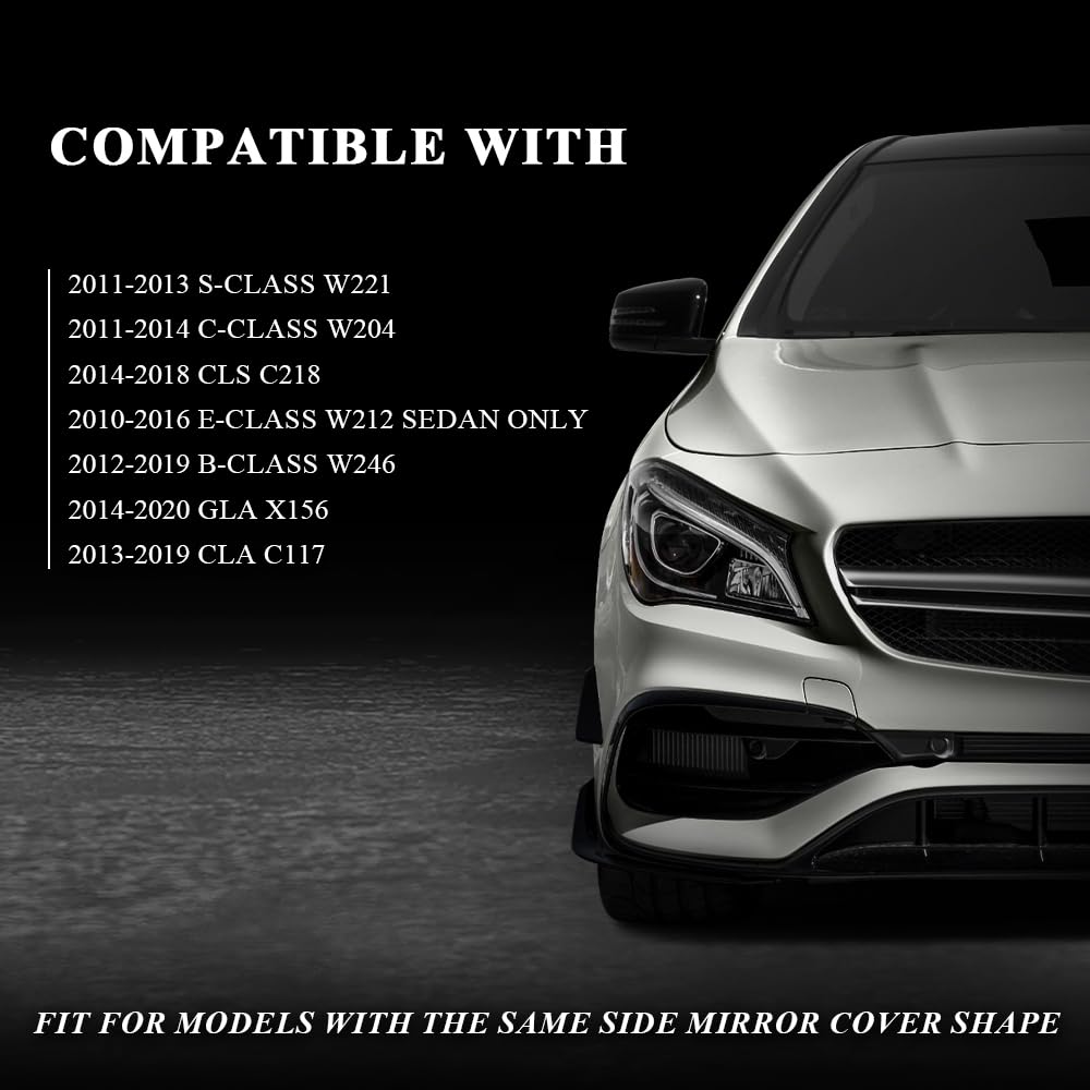 G-PLUS Mirror Cover Caps Housing Compatible with Benz S-Class W221 2011-2013/Fit Benz C-Class W204 2011-2014/Fit Benz CLS C218 2014-2018/Fit Benz GLA X156 2014-2020 A2128100164, A2128100264
