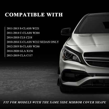 G-PLUS Mirror Cover Caps Housing Compatible with Benz S-Class W221 2011-2013/Fit Benz C-Class W204 2011-2014/Fit Benz CLS C218 2014-2018/Fit Benz GLA X156 2014-2020 A2128100164, A2128100264