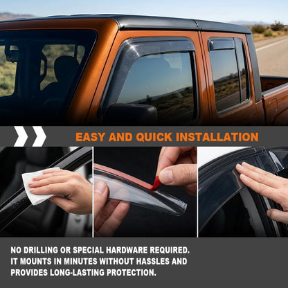 G-PLUS in-Channel Side Window Vent Visor Deflectors Rain Guards Compatible with Jeep Gladiator 2020-2026 Impact-Resistant PC 4 PCS Smoky