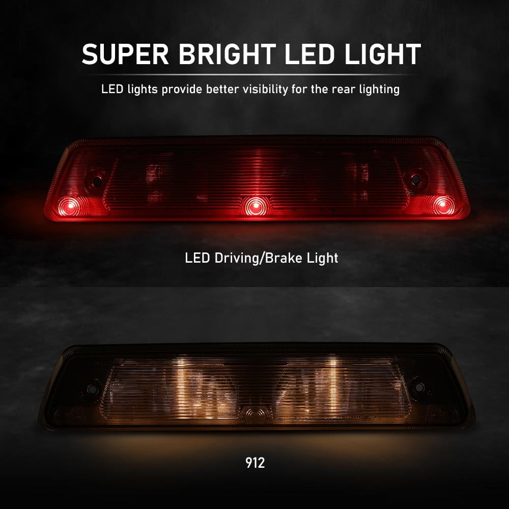 G-PLUS LED Third Brake Light Compatible With 2015 2016 2017 2018 2019 Ford F150,3RD Center High Mount Tail Light Chrome Housing Clear& Red Lens