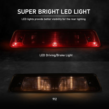 G-PLUS LED Third Brake Light Compatible With 2015 2016 2017 2018 2019 Ford F150,3RD Center High Mount Tail Light Chrome Housing Clear& Red Lens