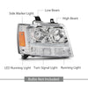 G-PLUS LED Headlights Assembly Front Headlamps Fit Chevy Tahoe Suburban 1500 2007-2014,Fit Chevy Avalanche Suburban 2500 2007-2013 Clear Lens Chrome Housing Amber Reflector,faros delanteros