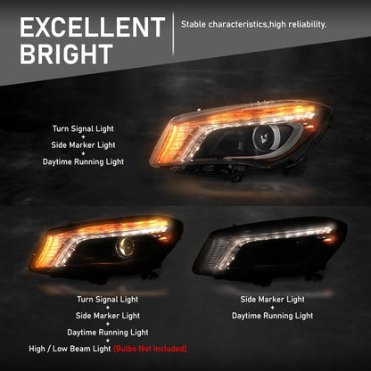 G-PLUS Headlight Left Side Assembly Compatible with Benz CLA250 CLA45 2014 2015 2016 without modules and ballasts 1179065500, MB2502224 Black