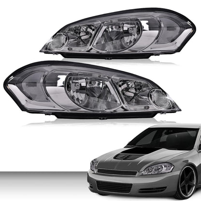 G-PLUS LED Headlights Assembly Fit Chevy Monte Carlo 2006 2007/Chevy Impala 2006-2013/Chevy Impala Limited 2014-2016 DRL Corner Headlamps Clear Lens Chrome Housing Clear Reflector,faros delanteros