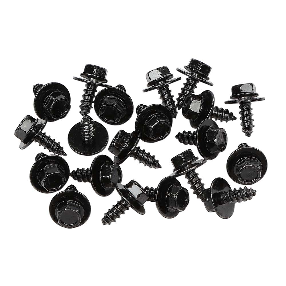 G-PLUS Splash Shield & Firewall Screws- M6.3 x 20mm Long- 10mm Hex- 20 pcs Screws Compatible with Most Models Black Iron