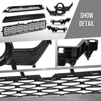 G-PLUS Front Bumper Grille Assembly Body Parts Kit Compatible with Toyota 4Runner TRD / SR5 2014-2019 TO2509104, TO1036148 Black