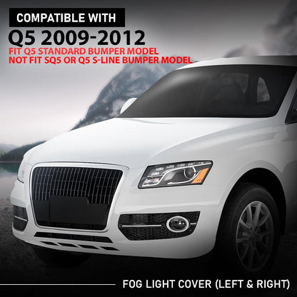 G-PLUS Pair Front Fog Light Cover Bezel, Compatible with Audi Q5 2009-2012, LH Driver & RH Passenger 2PCS, Gloss Black, 8R0807682A01C, 8R0807681A01C
