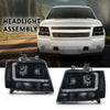 G-PLUS Headlights Assembly Projector Factory Headlamps Compatible with Chevy Tahoe Suburban 2007-2014 Smoky Lens Black Housing Clear Reflector Left & Right Bumper Head Light,faros delanteros