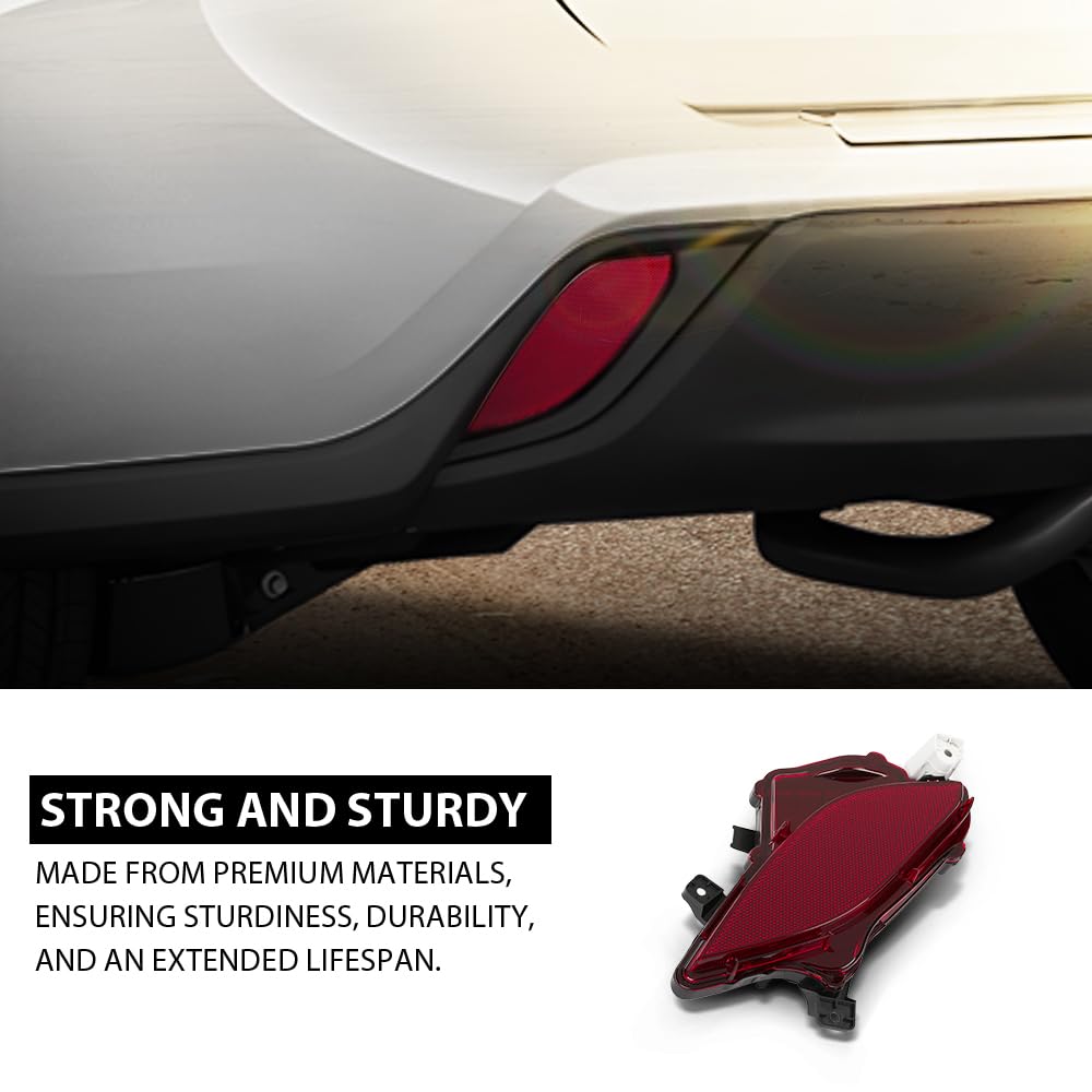 G-PLUS Rear Bumper Reflector Driver Left Side Compatible with Toyota Highlander XSE/Hybrid Bronze Edition 2020-2023 81490-0E060, 814900E060, TO1184117 Red