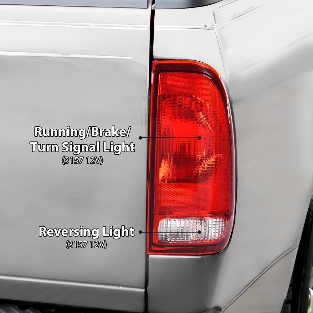 G-PLUS Tail Lights Fit Ford F150 Stepside 1997-2004/Fit Ford F250 1997-1999/Fit F250 F350 F450 F550 Super Duty 1999-2007,Left & Right Red Lens Rear Lamps Luces Traseras, Faros TraserosAssembly